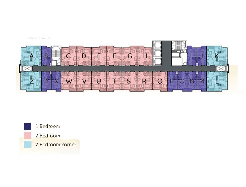 Denah lantai Ashton Tower di Apartemen VidaView Makassar yang menunjukkan tata letak unit.
